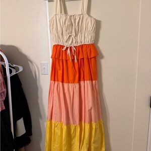 English Factory Cream and Orange Dress